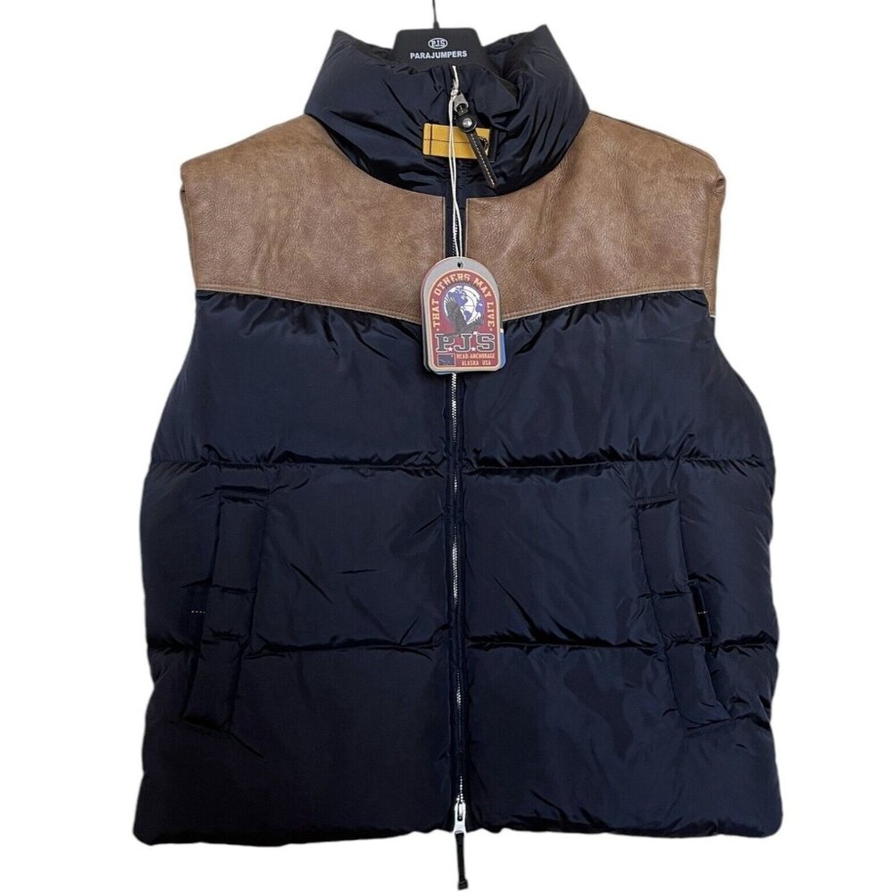 Parajumpers Vest Womens Size Small S Black Down Puffer Leather Western $995